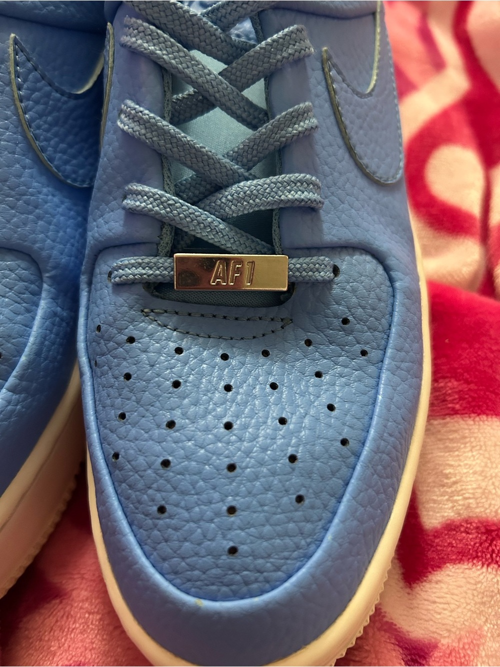 Nike Air Force 1 Low in Light Blue with Silver Lace Jewel